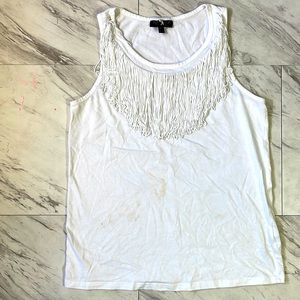 Women 2 tassels white tank top
